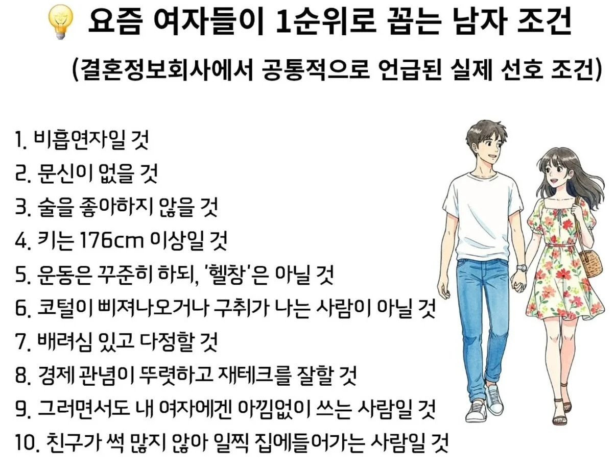 요즘 여자들이 1순위로 꼽는 남자 조건.jpg